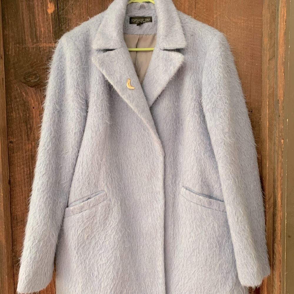 TOPSHOP Tall Blue/Gray coat, size 6 preowned